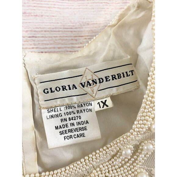Vintage Gloria Vanderbilt Women's Ivory Lace Beaded Wedding Dress - 1XL - Picture 8 of 13